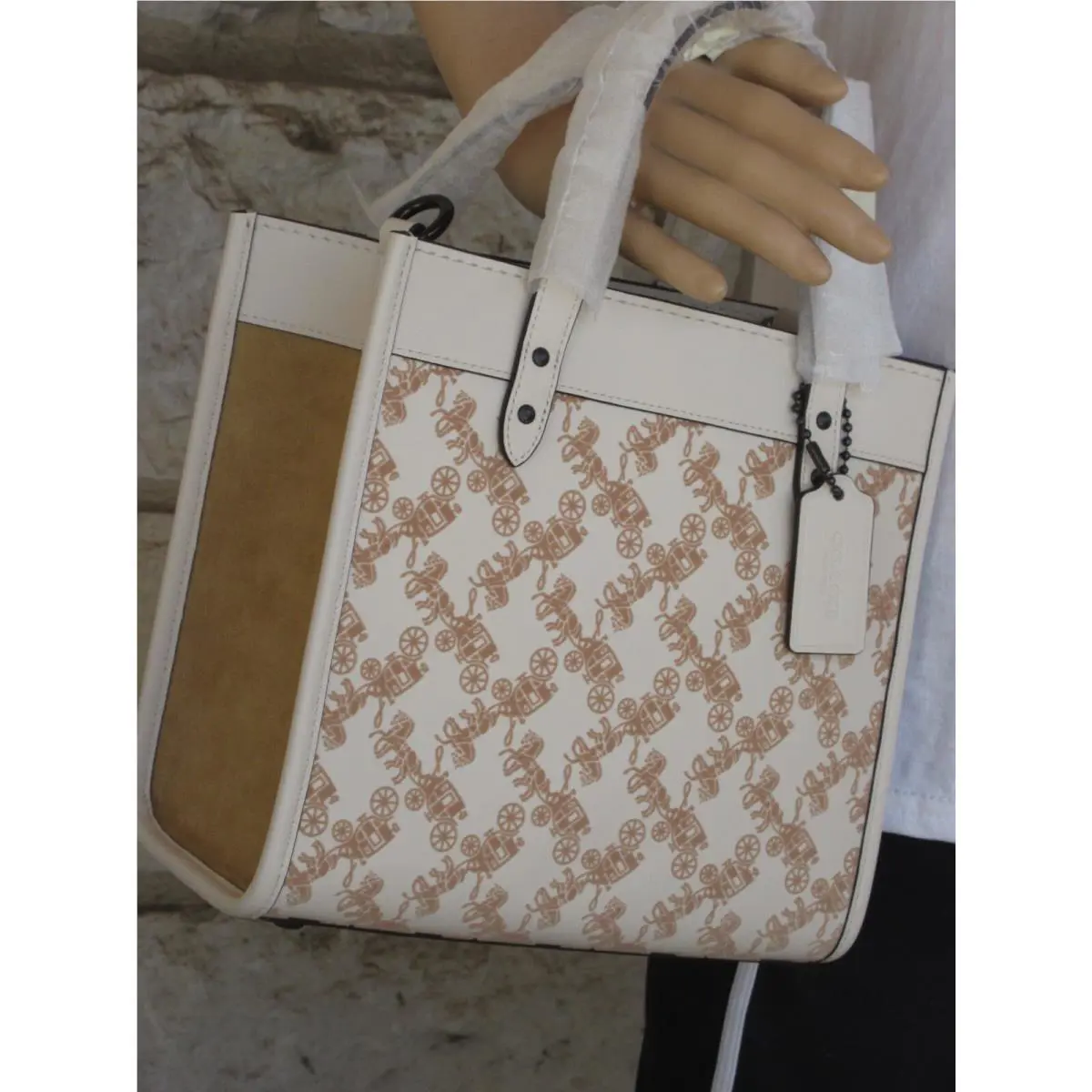 Coach  bag  - Coach New York Small 22 Field Tote Suede modif /Leather - Handle/Strap: Chalk/white or Midnight Navy, Hardware: Brass, Exterior: Chalk or Midnight Navy choices