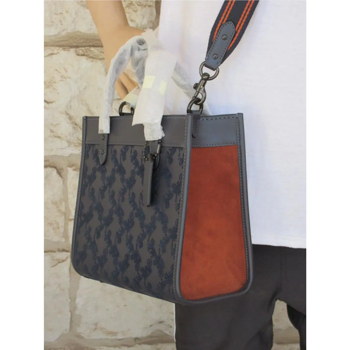 Coach  bag  - Coach New York Small 22 Field Tote Suede modif /Leather - Handle/Strap: Chalk/white or Midnight Navy, Hardware: Brass, Exterior: Chalk or Midnight Navy choices