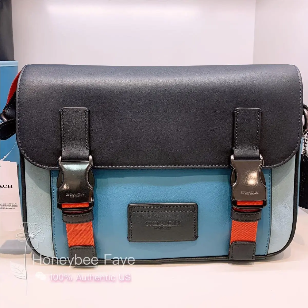 Coach Men`s Track Crossbody In Colorblock Signature Canvas CH106/CC357/CR267