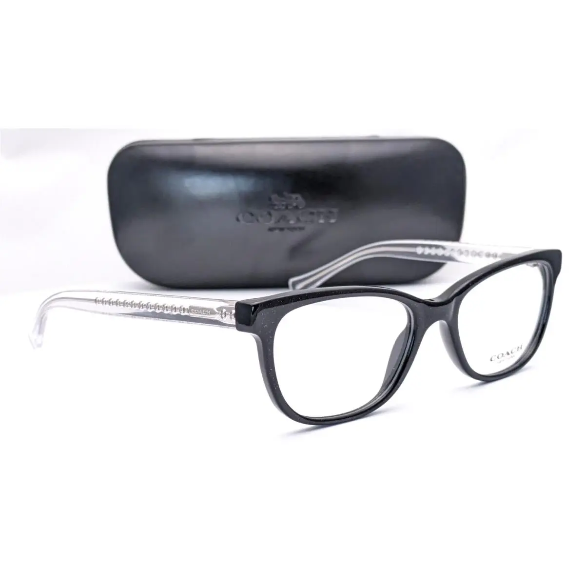 Coach HC6072 5327 Black Glitter/crystal Rectangle Womens Eyeglasses 50mm
