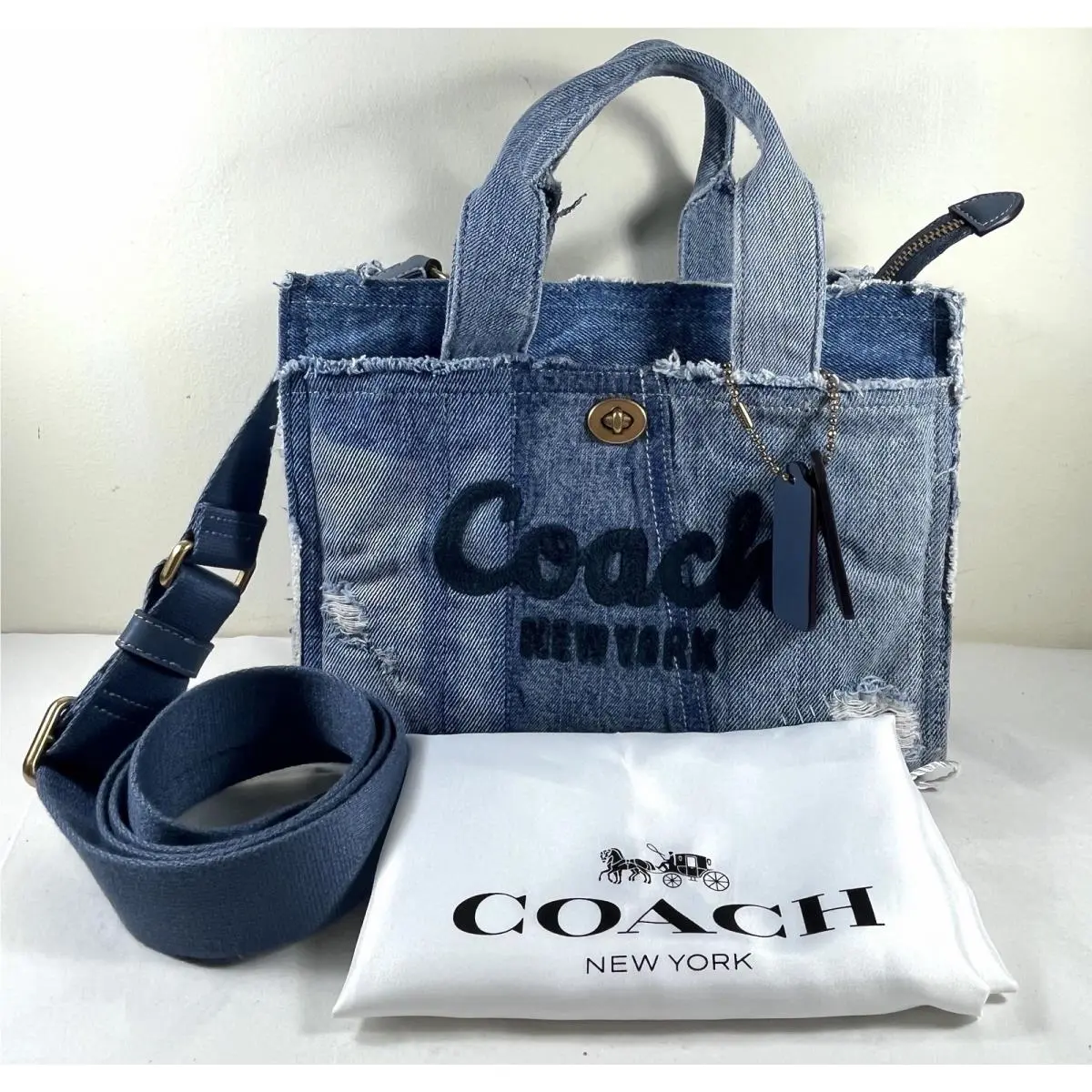 Coach Cargo Tote Bag 26 Crossbody with Repurposed Denim Patchwork CCX13