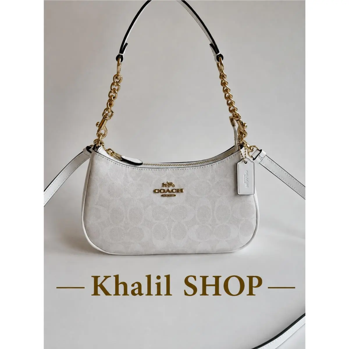 Coach Teri 2Way Shoulder Bag Signature Coated Canvas White Outlet CA548