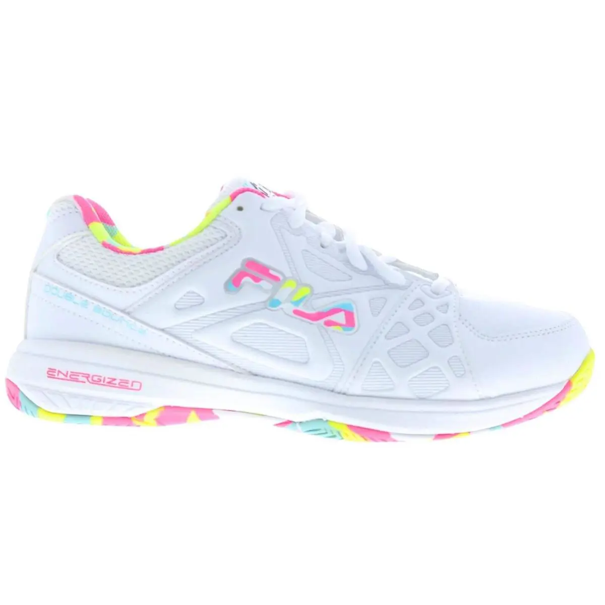 Fila Women`s 5PM00605 199 Double Bounce 3 White Multi Pickleball Shoes - White / Multi