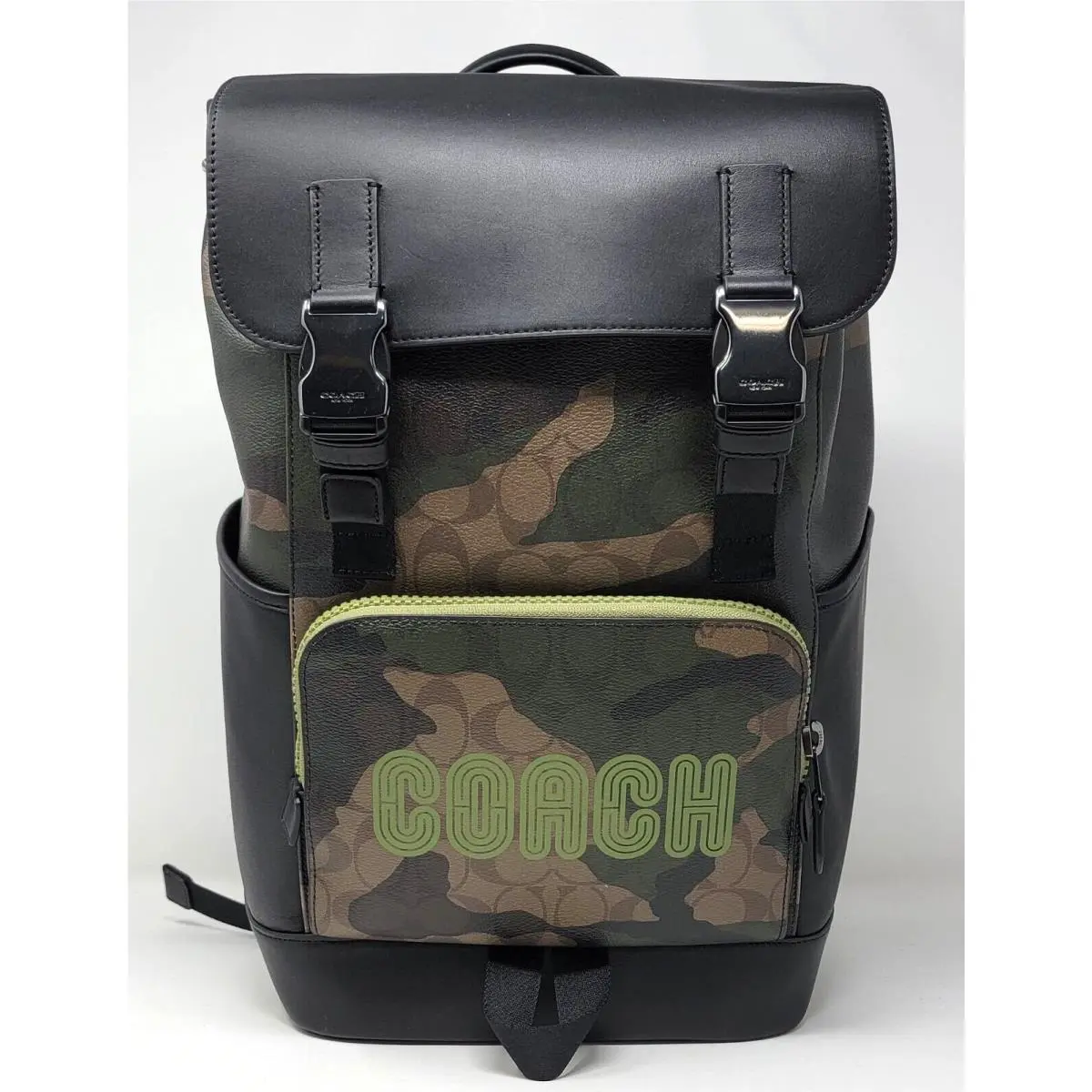 Coach Men’s Signature Canvas with Camo Print Coach Patch Track Backpack CC016