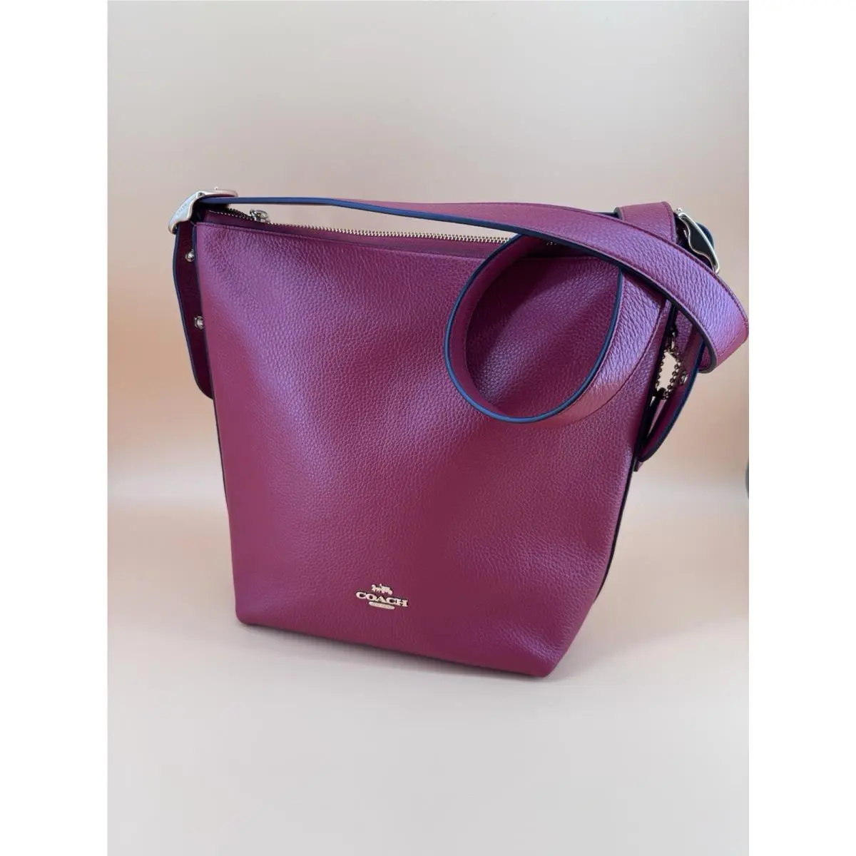 Coach Val Duffle Bag Pebbled Red Apple Leather Shoulder Crossbody C2818
