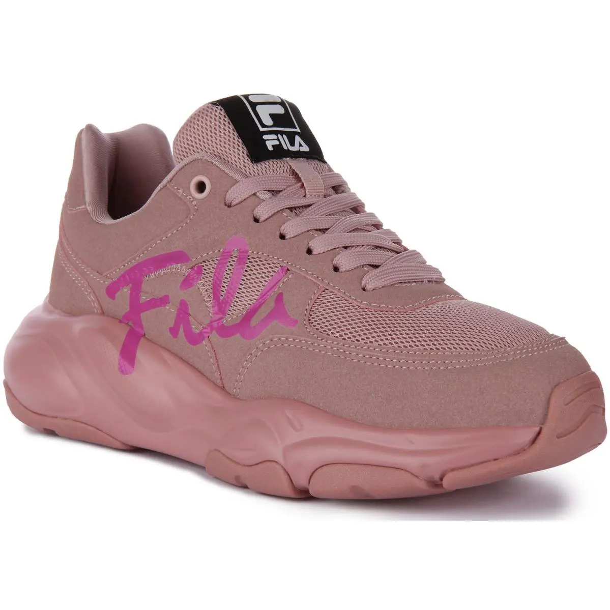 Fila Astro Low Chunky Lace Up Side Logo Suede Unisex Sneaker Light Pink US 4 - 9