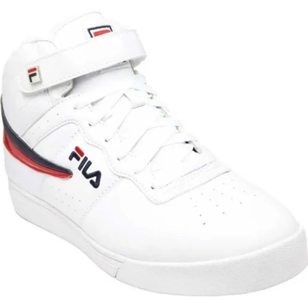 Men`s Fila Vulc 13 Mid Plus Sneakers - White/navy/red - 11.5 - White