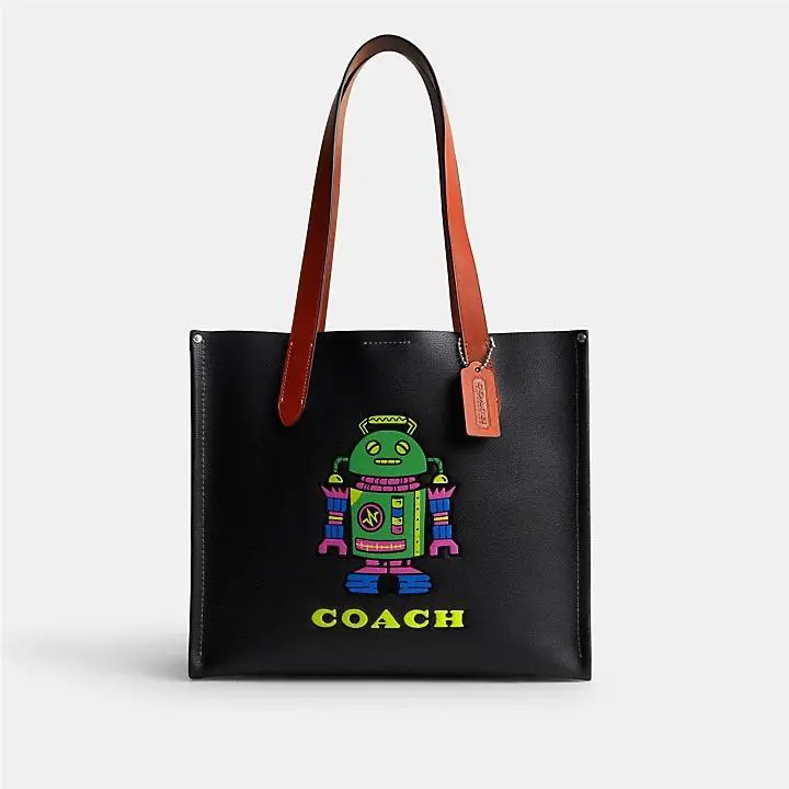 Coach Robot Relay Tote 34 Black/multi Neon CN602