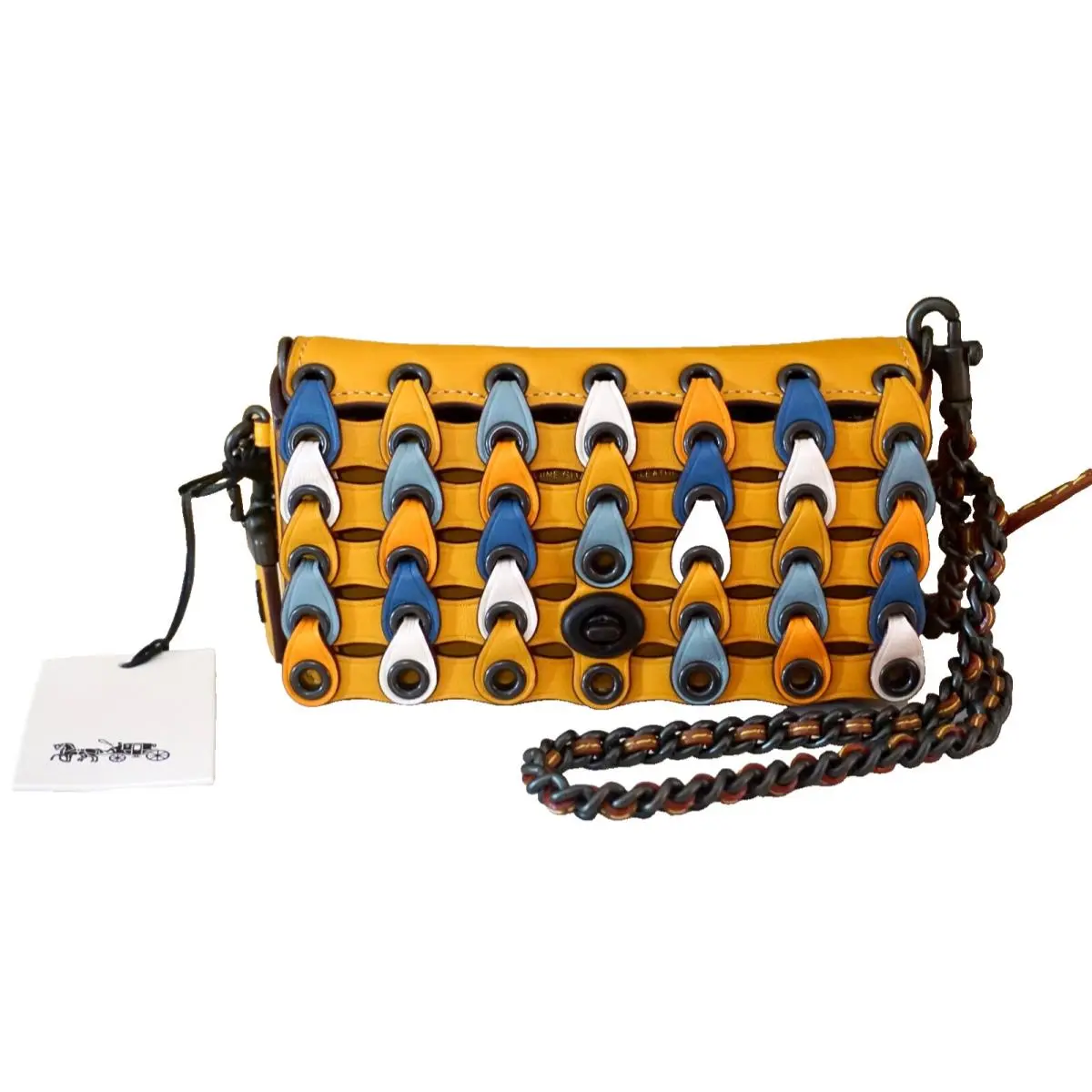 Coach 1941 Dinkier Crossbody Colorblock Link Leather 86832 Goldenrod