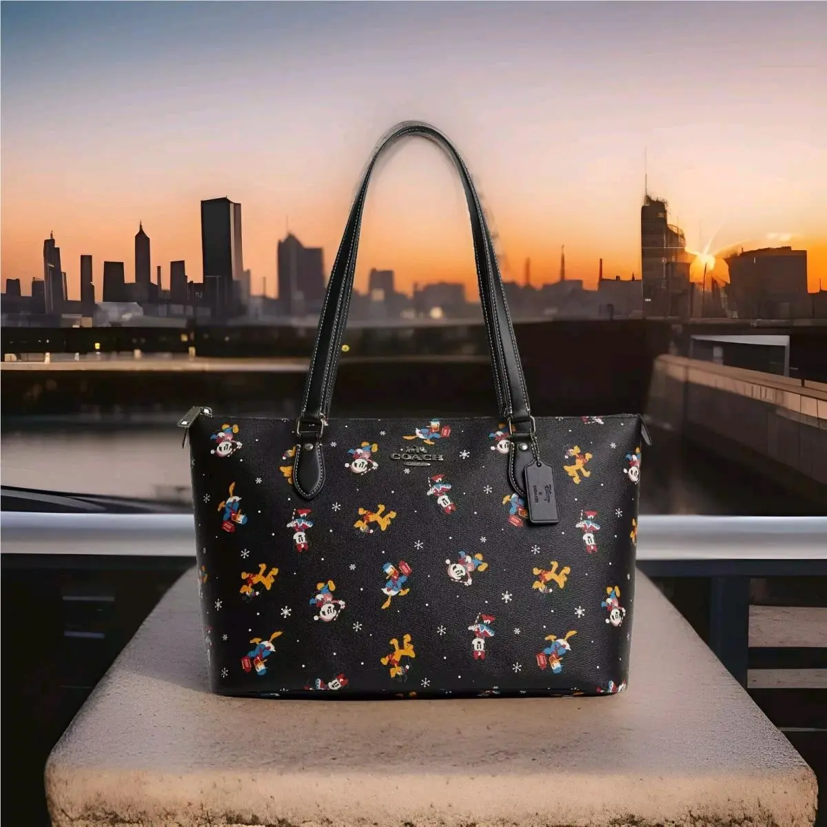 X Disney Mickey Pluto Purse Gallery Tote Hand Bag Holiday by Coach