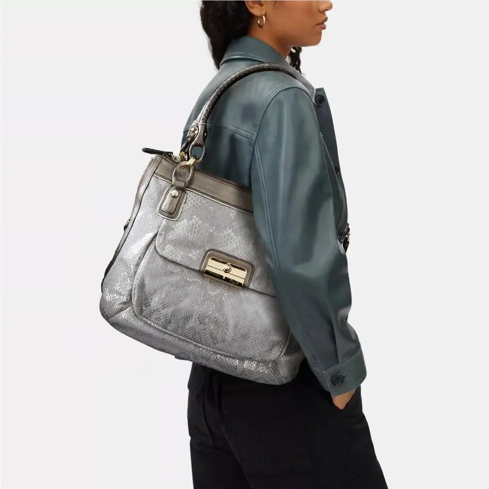 Coach Kristin Embossed Python Leather Shoulder Tote Bag Purse