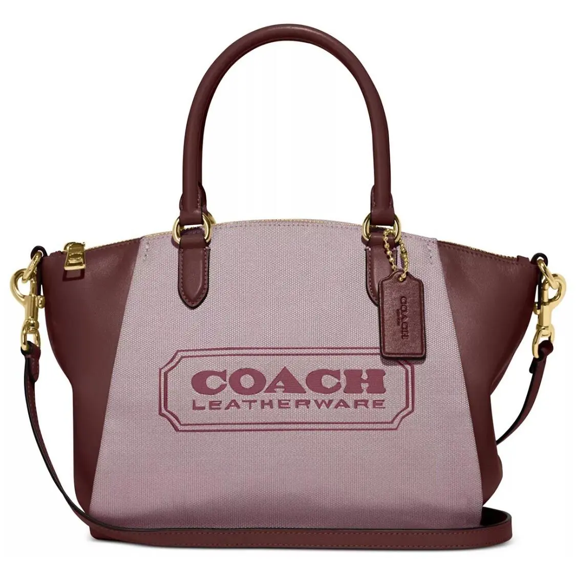 Elise Badge Jacquard Satchel Crossbody Bag In Wine Red C9079 by Coach
