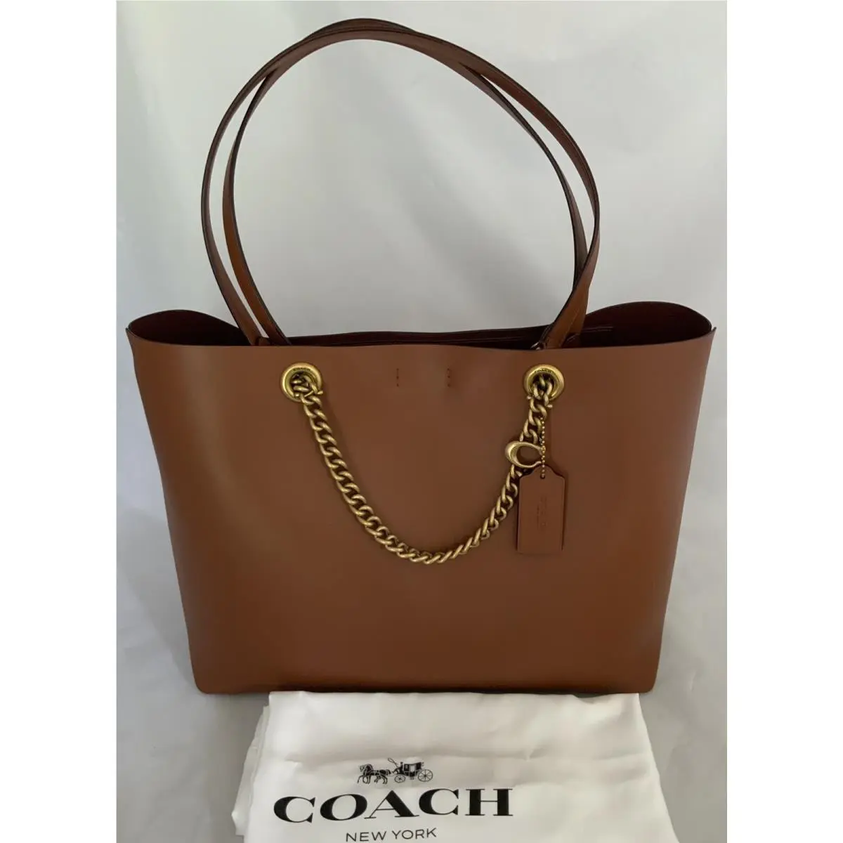 Coach 78218 Refined Calf Leather Large Chain C Tote Bag B4/1941 Saddle