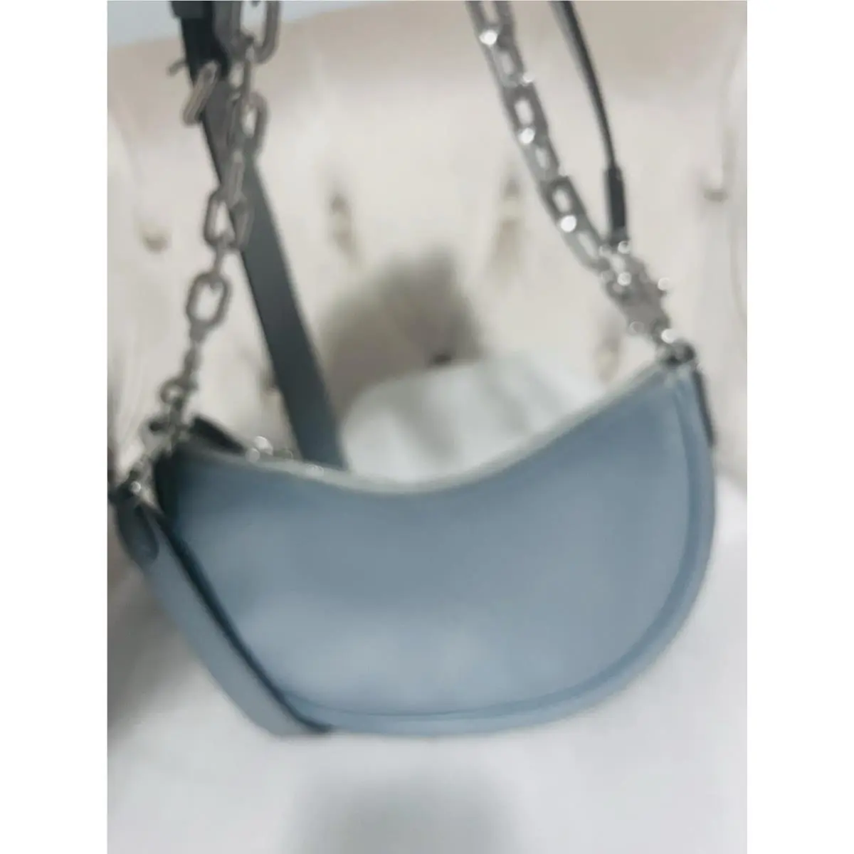 Coach Mira Shoulder Bag Grey Blue Glovetanned Leather Chain Strap CM583 Handbag