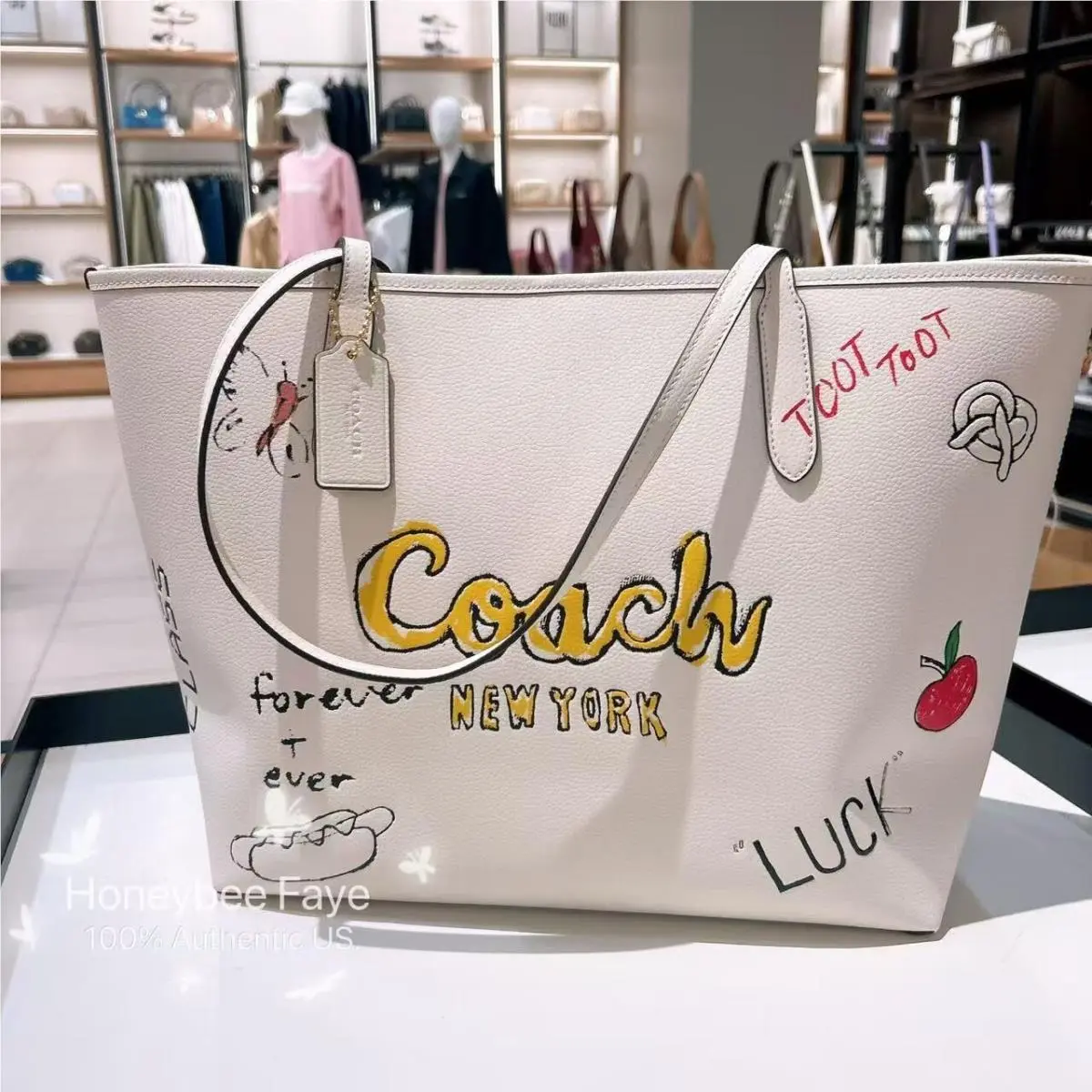 City Tote Bag with Sketch Print CAK18 by Coach