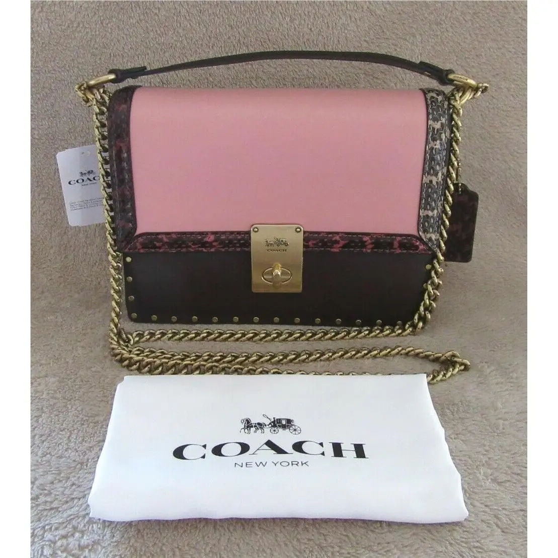 Coach X Jennifer Lopez Hutton Colorblock Snakeskin Shoulder Handbag Purse