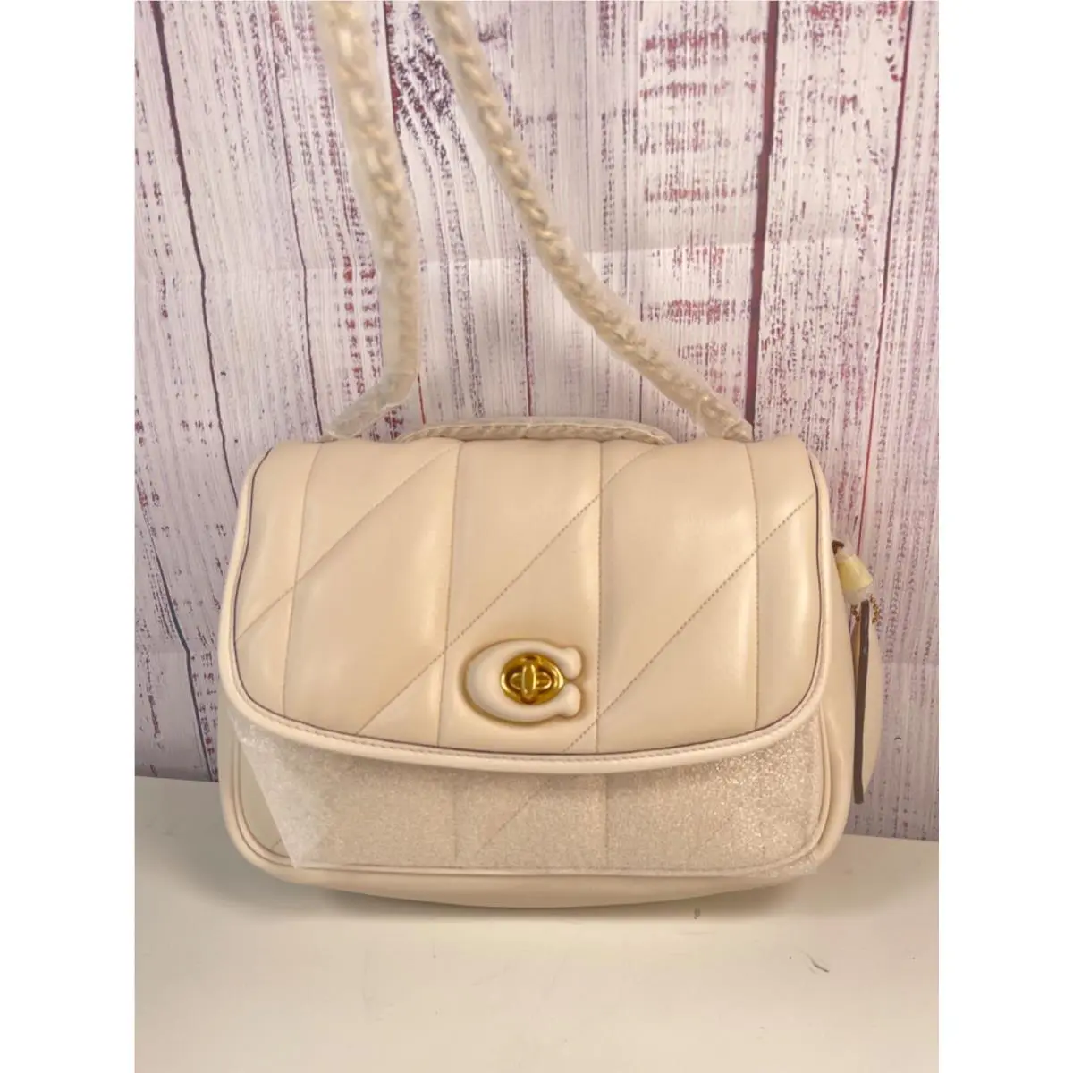 Coach Madison Quilted Pillow Shoulder Bag Nappa Leather Chalk C8560