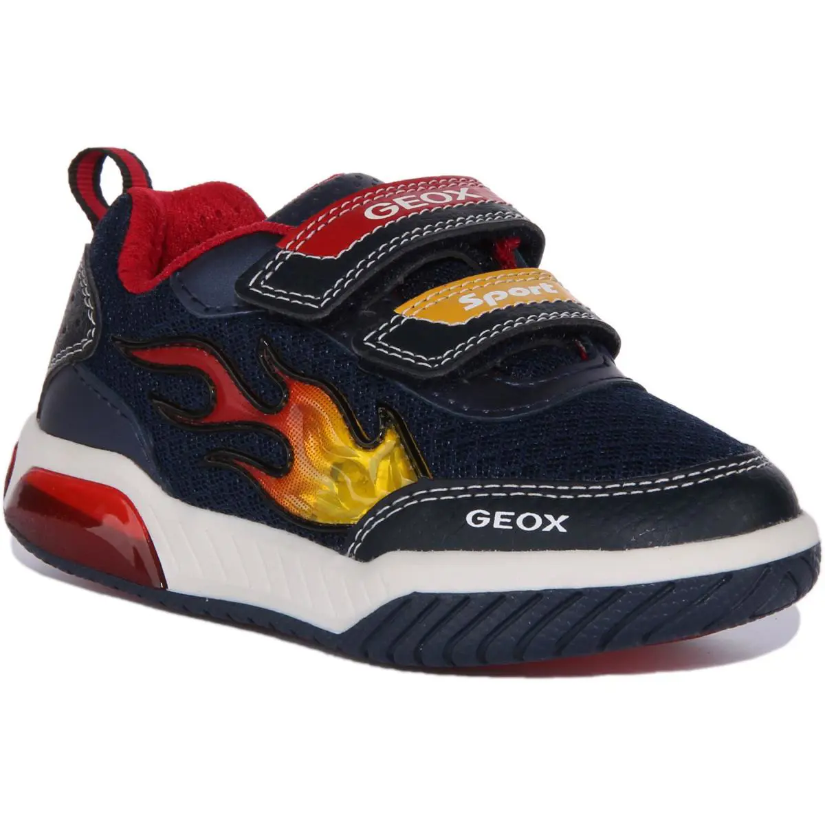 Geox J Inek B. B Two Strap Light Up Sneakers Navy Red Infants US 1 - 13