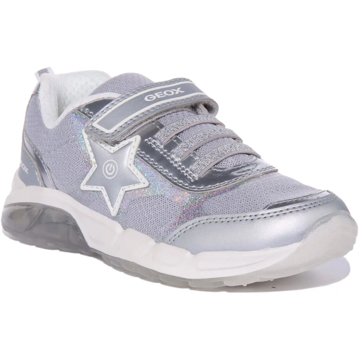 Spaziale Single Strap Light Up Junior Girls Shoes In Silver US 1 - 4 SILVER by Geox