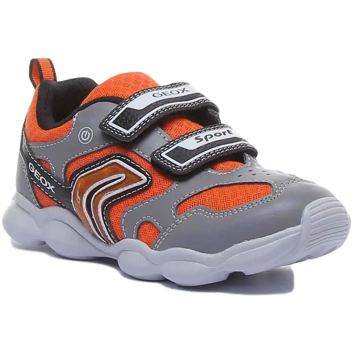 Munfrey Hook Loop Junior Boys Trainer Shoes In Grey Orange US 8 - 13 by Geox