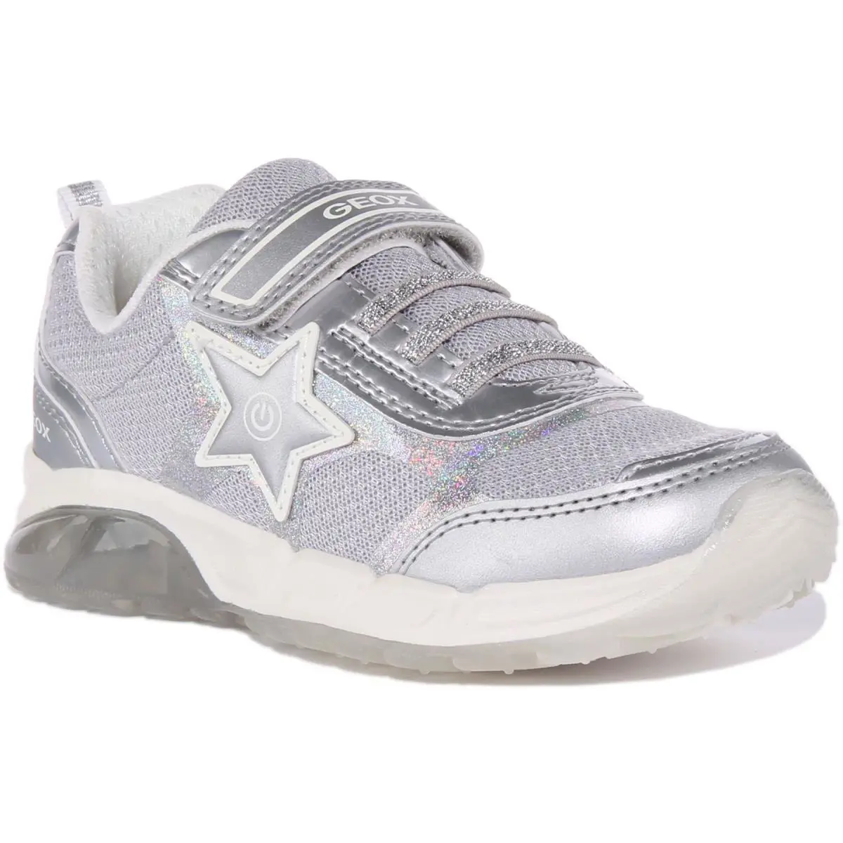 Geox Spaziale Girls Star Slip On Junior Girls Shoes In Silver US 1 - 13 - SILVER