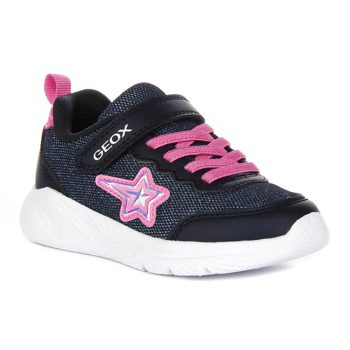 Sprintye Easy Strap Lace Up Junior Girls Shoes In Navy Pink US 8 - 13 NAVYPINK by Geox