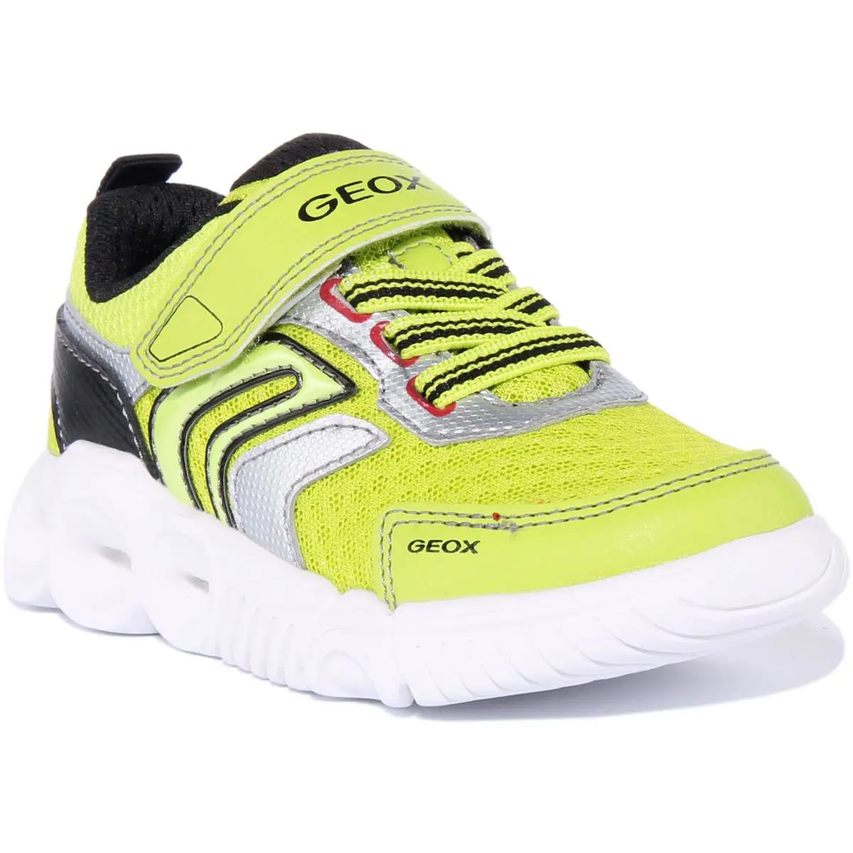Geox Wroom Boys Single Strap Led Junior Boys Trainer Shoes In Lime US 1 - 13 LIME