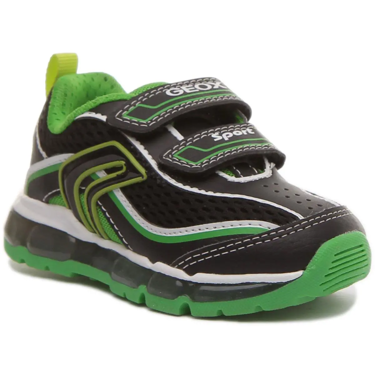J Kids Android Kids Two Strap Unisex Sneaker In Black Green Size US 1 - 4 BLACK GREEN by Geox
