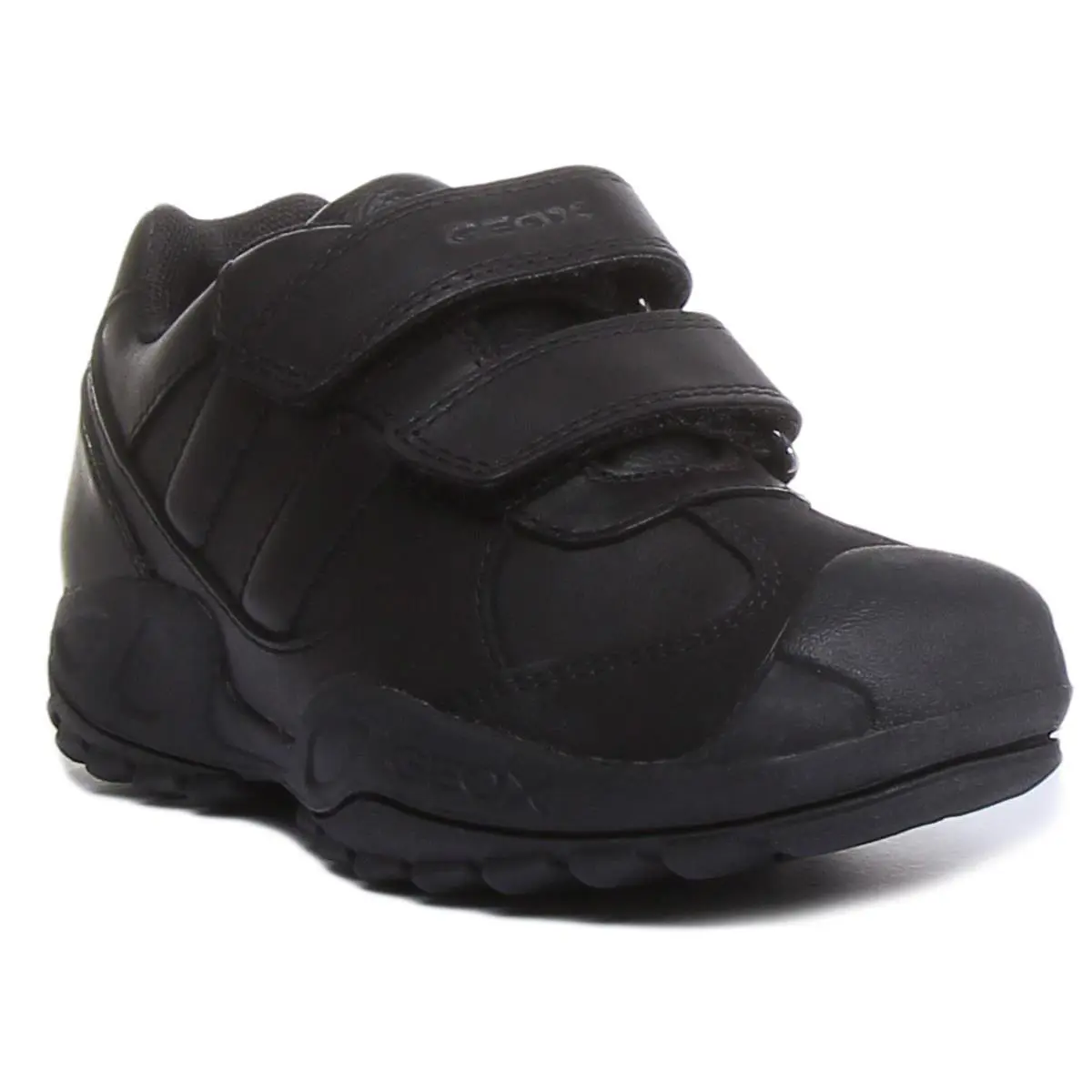 Savage Two Straps Leather Junior Boys Trainer Shoes In Black US 1- 13 by Geox