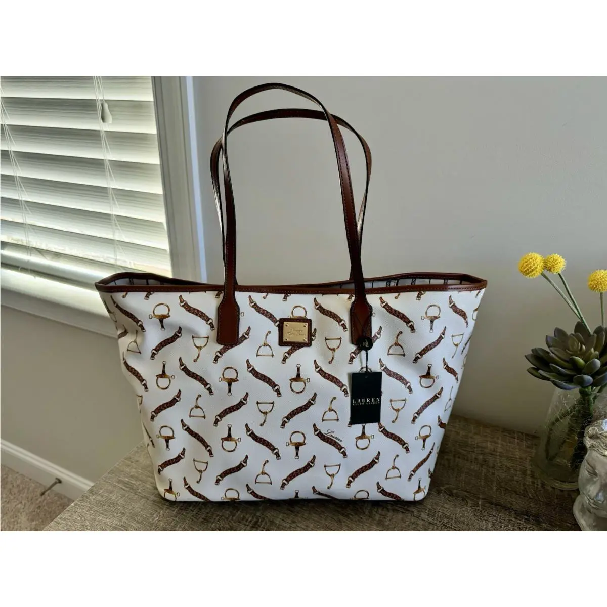 Ralph Lauren Hampstead Classic Tote In Cream