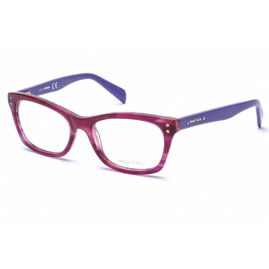 DL5073 Womens Designer Eyeglasses Pink Crystal Purple or Gloss Black 53mm Violet / Clear Lens by Diesel