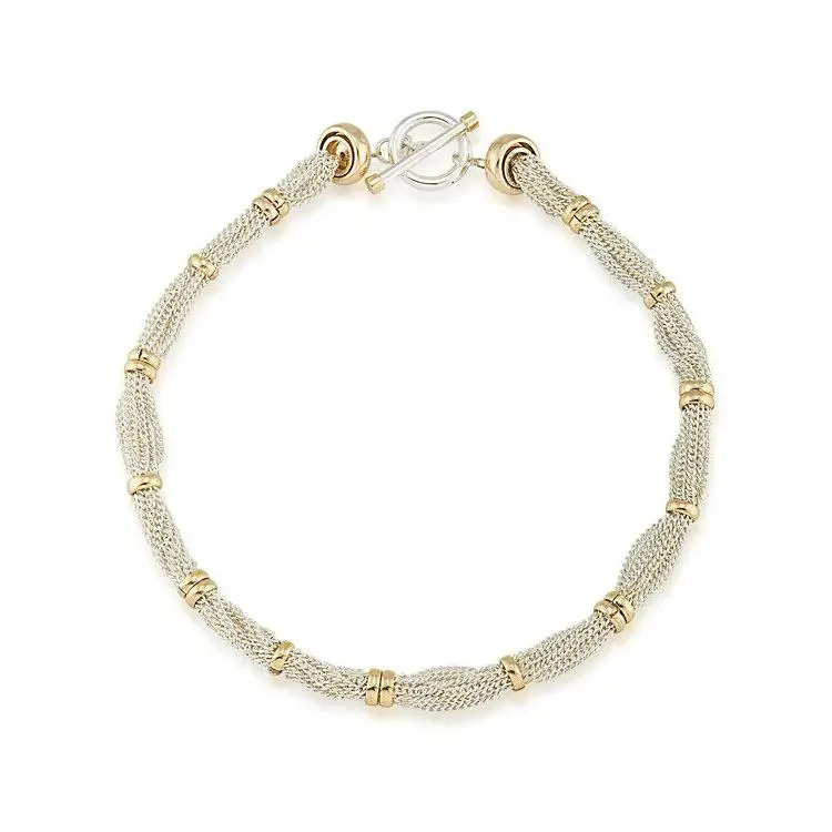 New-  Two Tone Multi Chain Ringed Collar Necklace 18 by Ralph Lauren