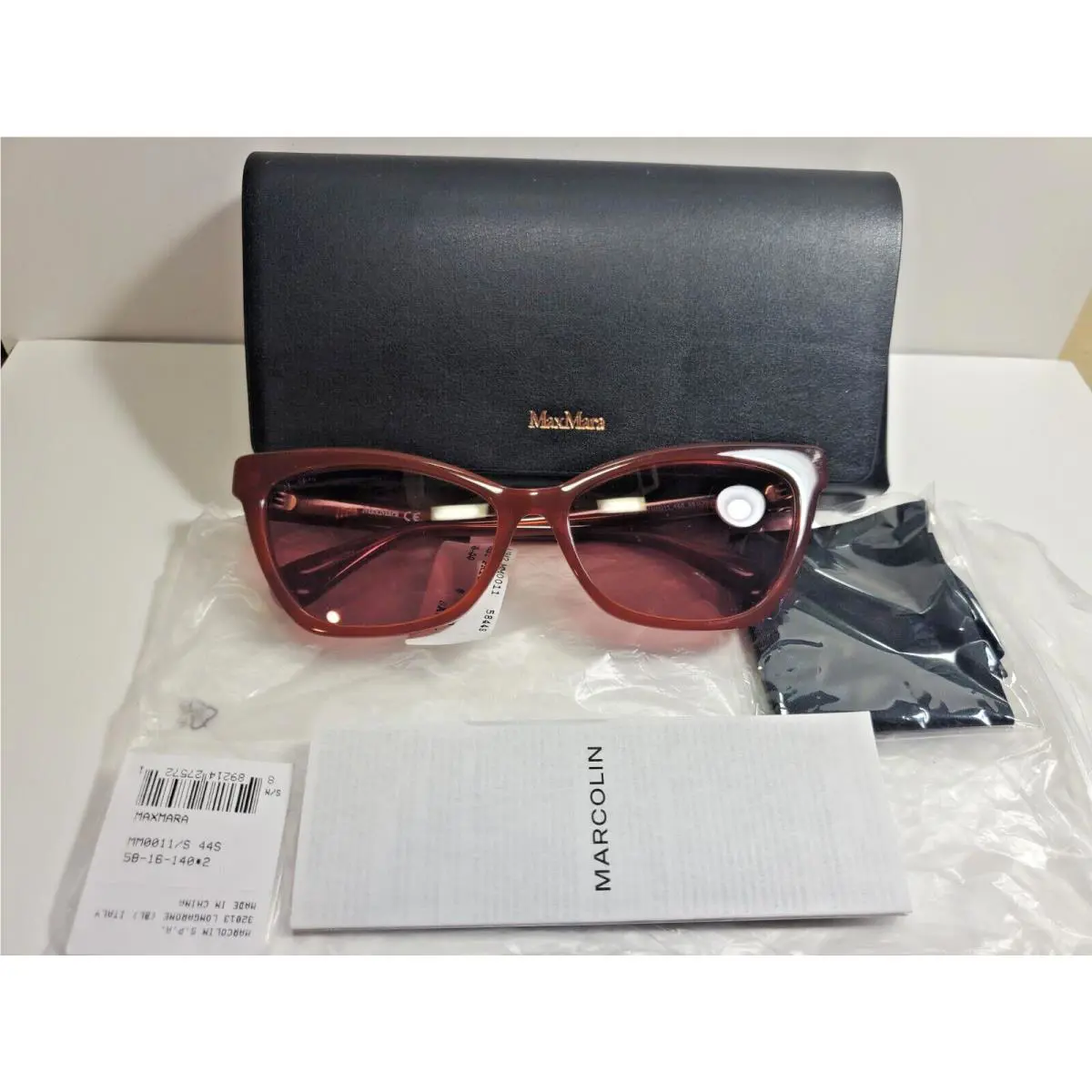 Max Mara LOGO5 MM0011 44S Brown Crystal Cat Eye Sunglasses Frame 58-16-140