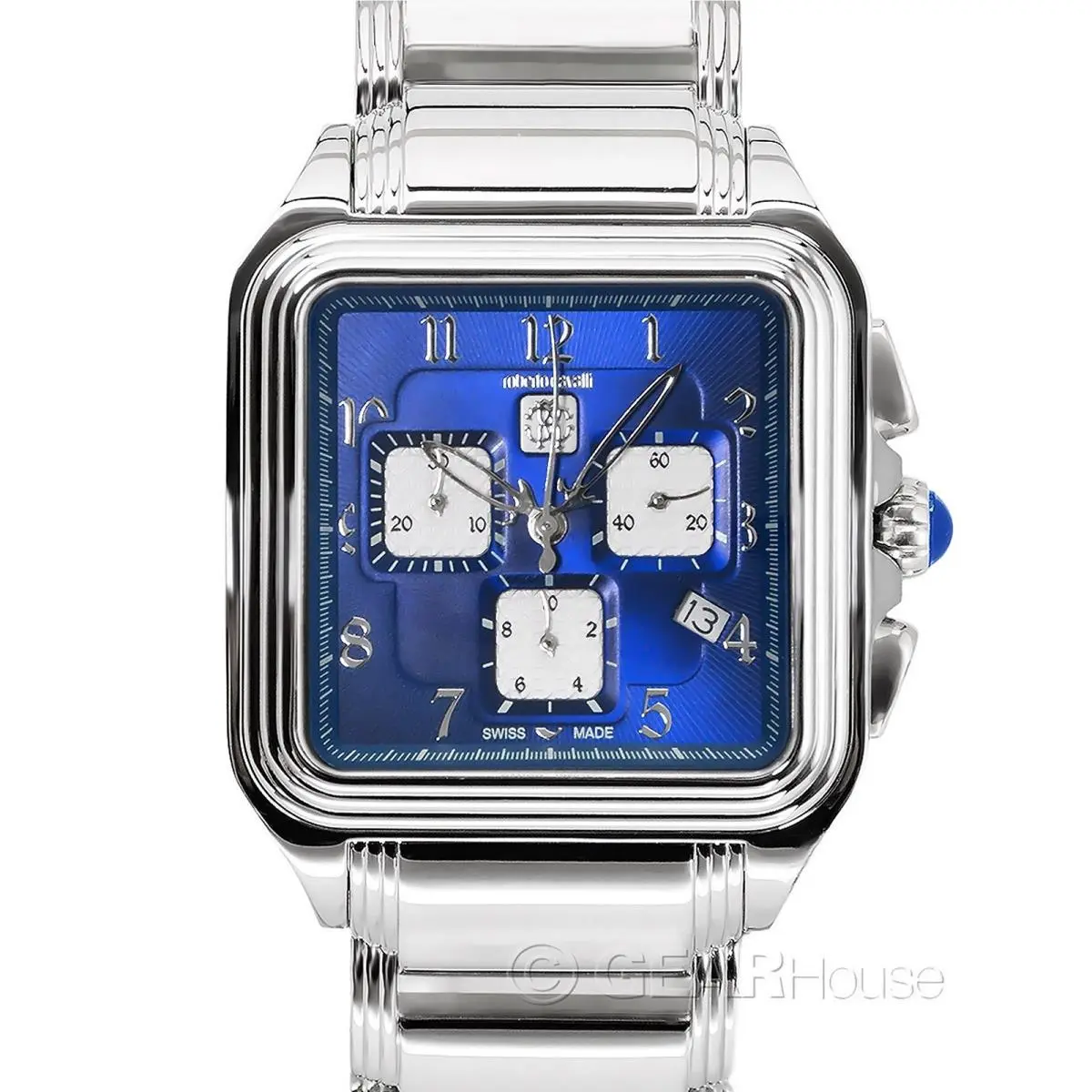 Venom Mens Swiss Chronograph Watch Stainless Steel Blue Dial by Roberto Cavalli