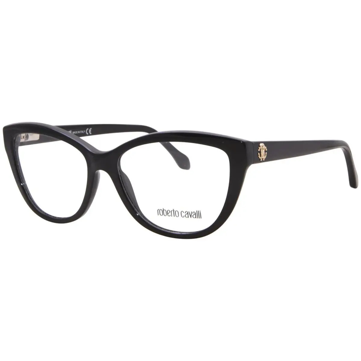 Eyeglasses Algieba 808 005 Black/gold Cat Eye Optical Frame 54mm by Roberto Cavalli