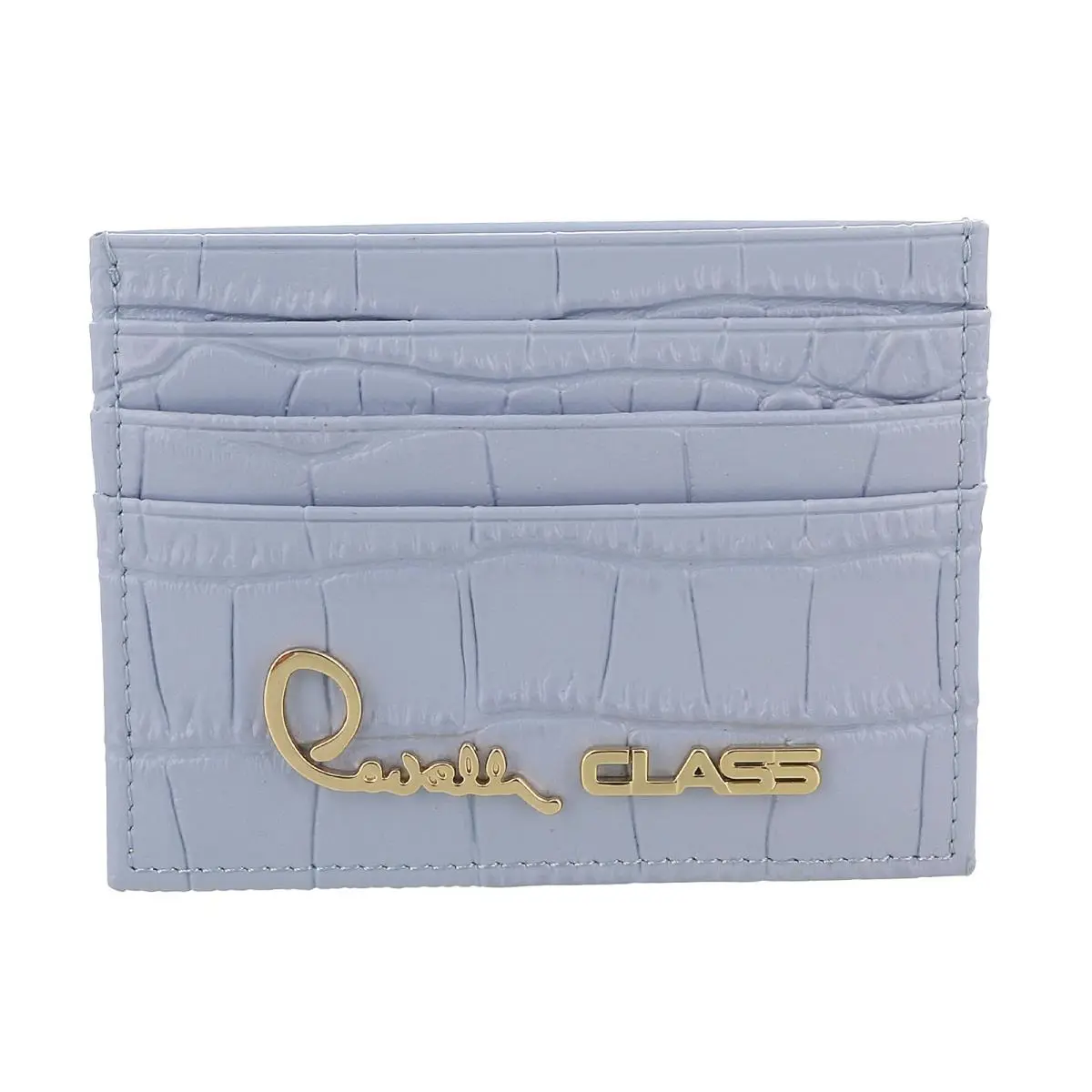 Roberto Cavalli Class Light Blue Embossed Dolly Credit Card Holder