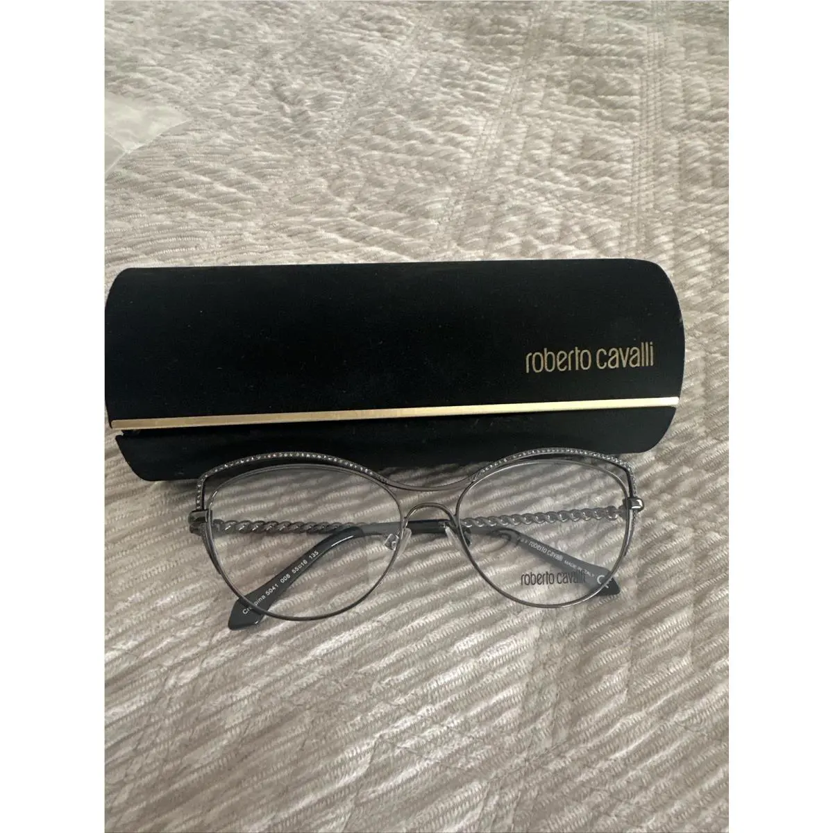 Roberto Cavalli Mugello RC5076 016 Shiny Palladium Silver Eyeglasses 54-18-135
