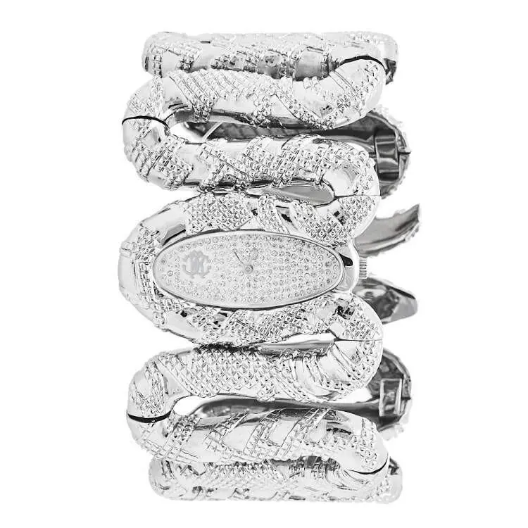 Roberto Cavalli R7253195615 Cleopatra Stainless Silver Tone Snake Ladies Watch