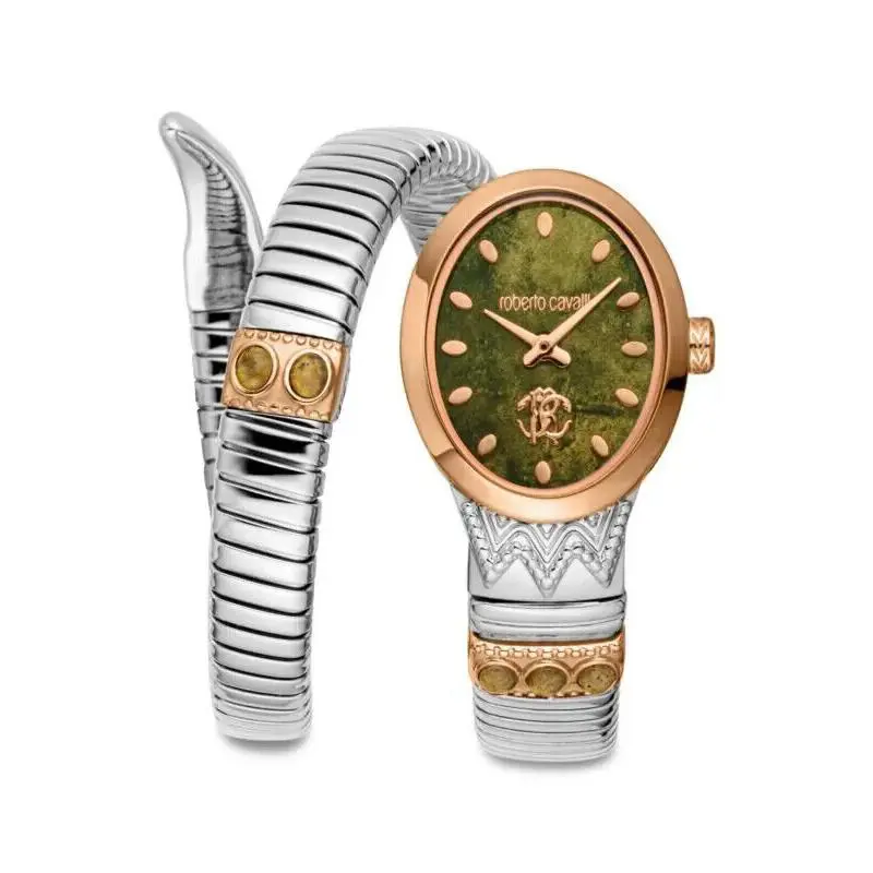 Roberto Cavalli Women`s RC5L104M0075 22MM Two Tone Snake Bracelet Watch