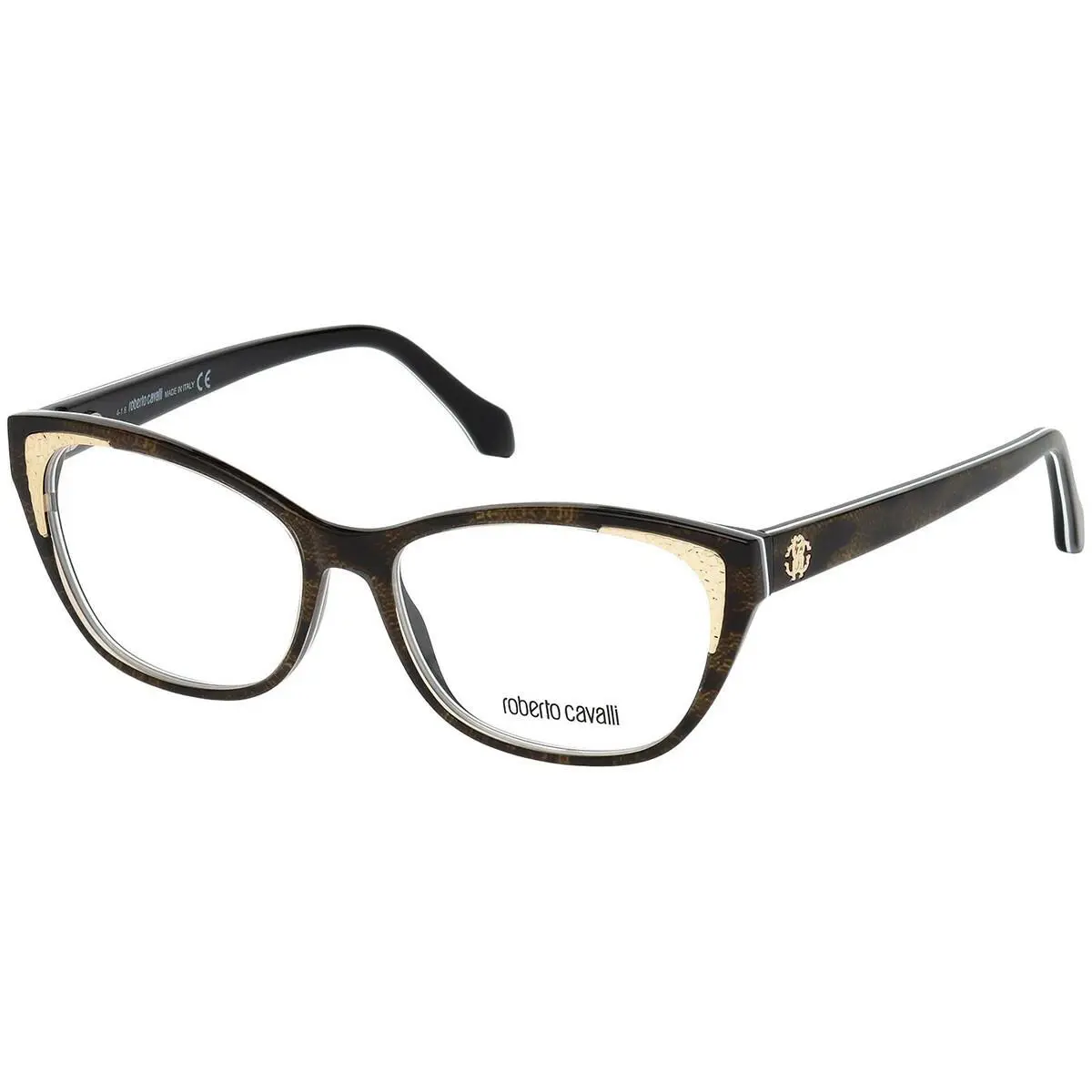 Roberto Cavalli Capannori RC5033 055 Brown Eyeglasses Frame 54-15-140 Cat Eye RX