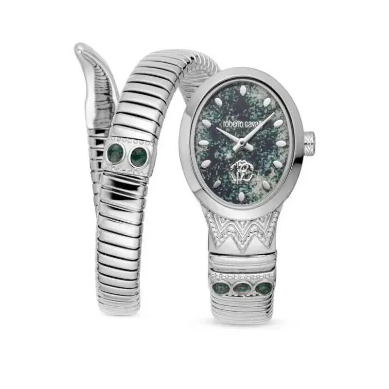 Roberto Cavalli Women`s RC5L104M0015 22MM Silver Snake Bracelet Watch