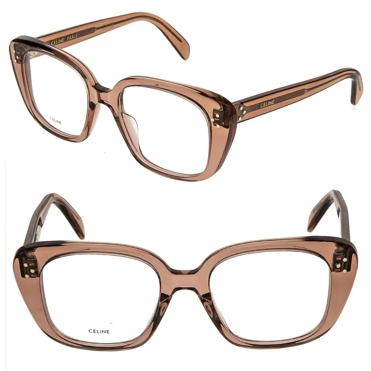 Celine 50136 Bold 3 Dots Brown Pink Optical Frame Fashion Eyeglass CL50136I 36I