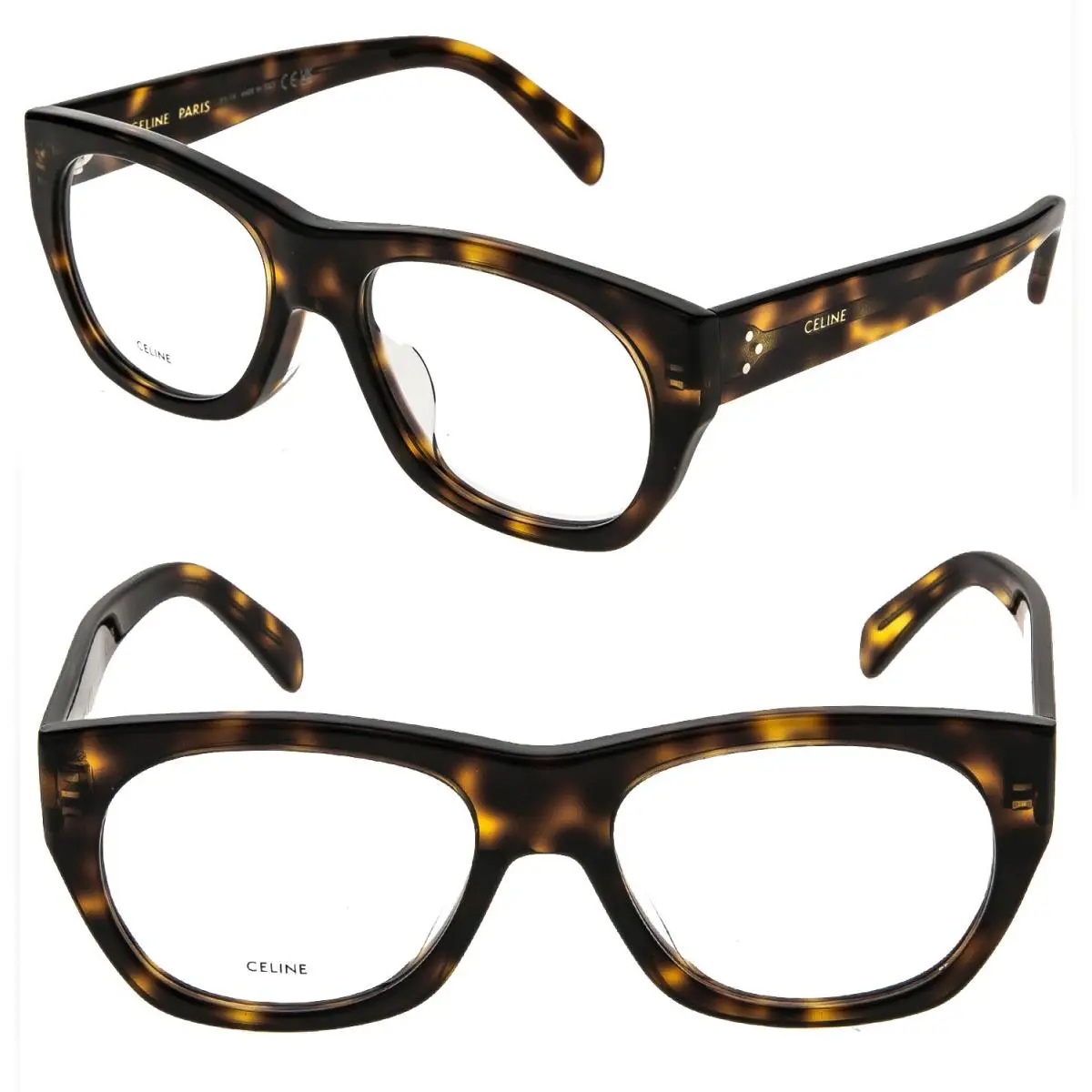 Celine 50154 Bold 3 Dots Brown Havana Optical Frame 55mm Eyeglass CL50154U 053
