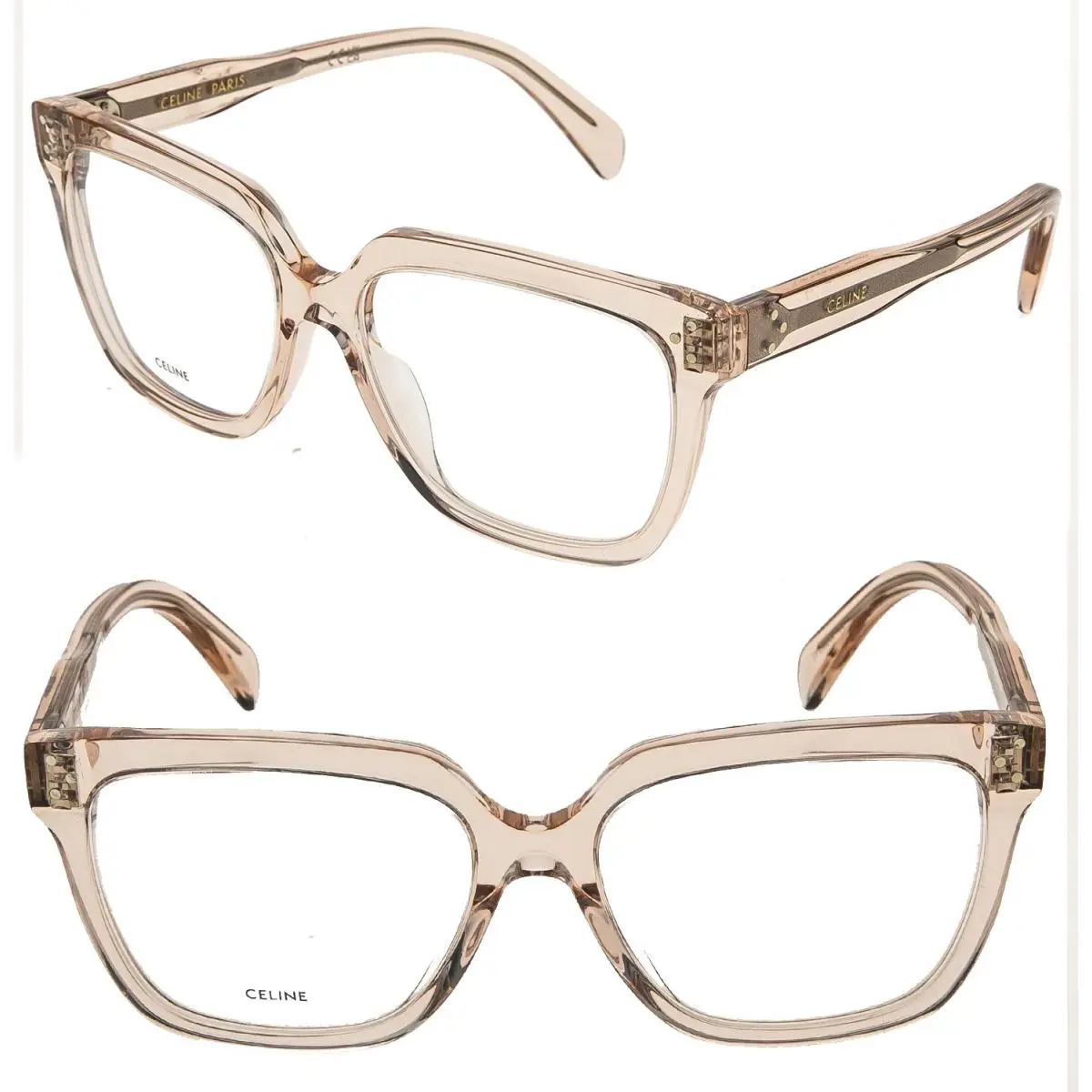 Celine 50094 Bold 3 Dots Crystal Pink Optical Frame Fashion Eyeglasses CL50094I
