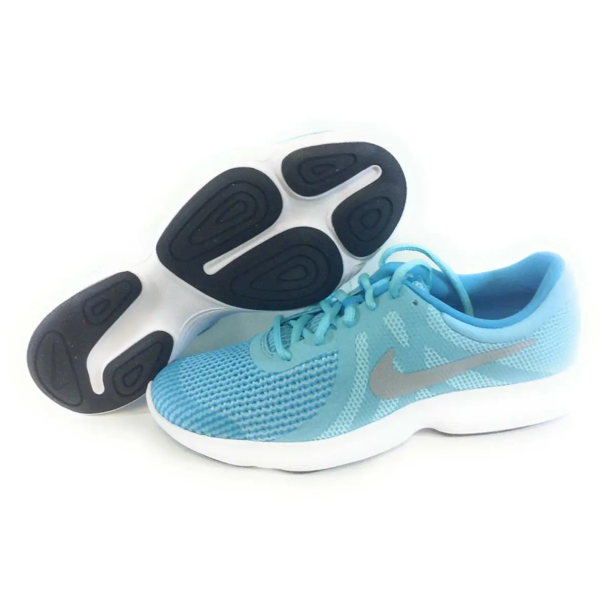 Girls Kids Youth Nike Revolution 4 943306 400 Aqua Blue Silver Sneakers Shoes - Blue