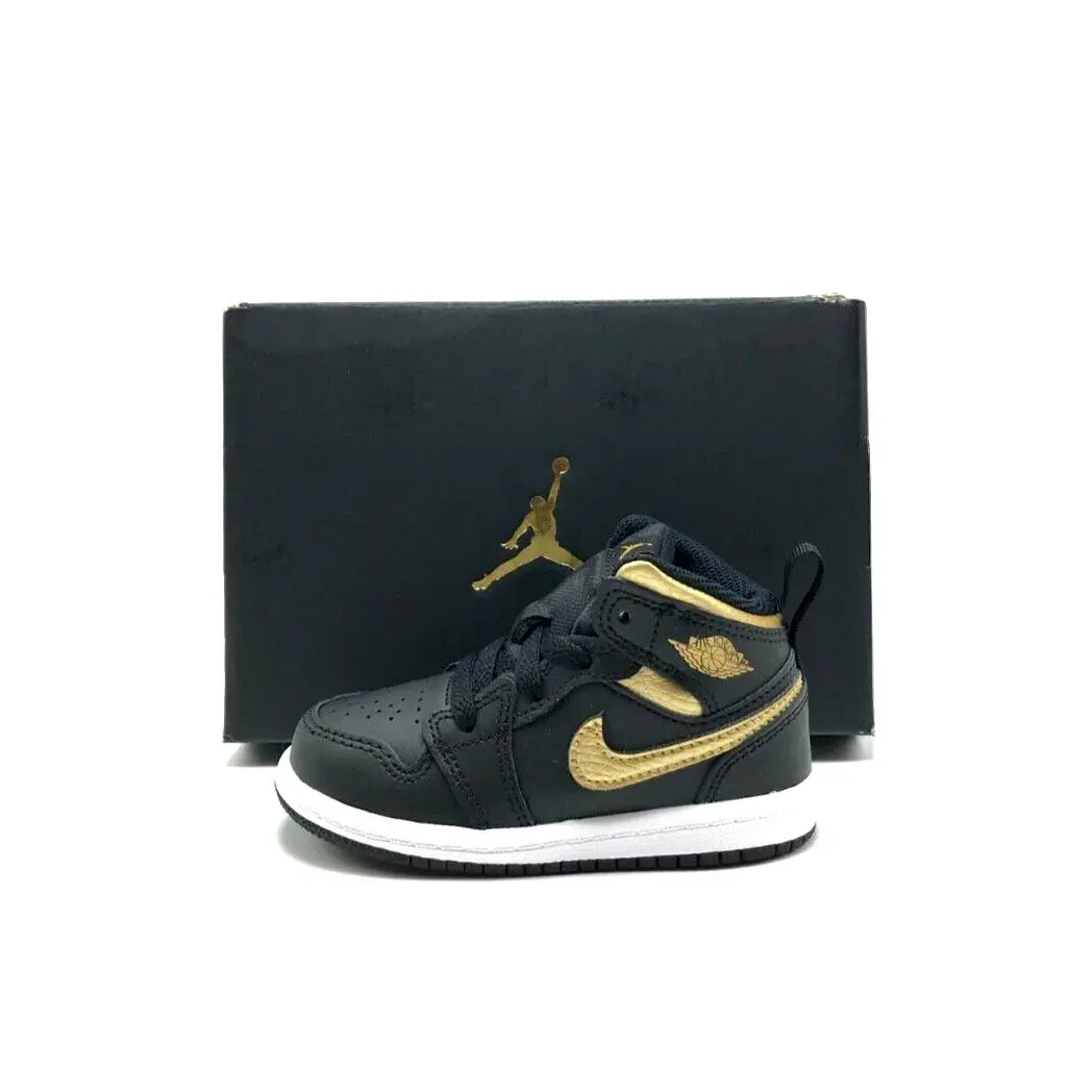 Toddler Baby Nike Air Jordan 1 Mid TD Black/metallic Gold DQ8425 071