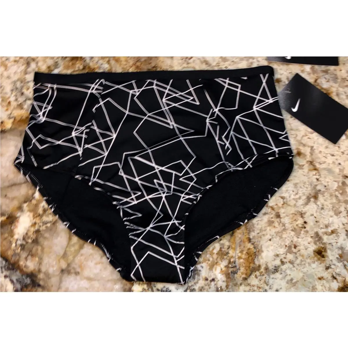 Nike clothing - NIKE Printed Black White Halter Top High Waist Bikini Bottoms - NESS8292 - Black 6
