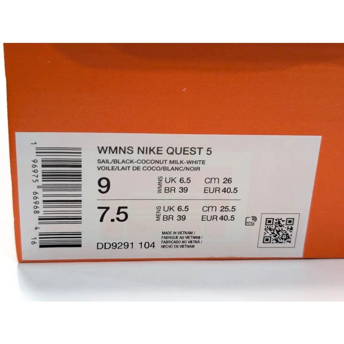 Nike shoes - Nike Quest 5 - Quest - DD9291-104 - Sail/Black/White 8