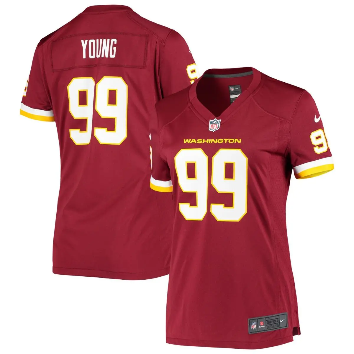 Women`s Nike Chase Young Burgundy Washington Football Team Player Game Jersey