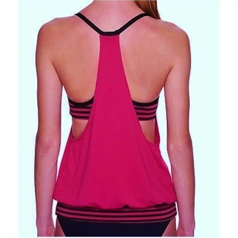 Nike clothing - NIKE Laser Sport Draped Back Tankini 2pc Swim Suit - NESS7784 - Pink 0